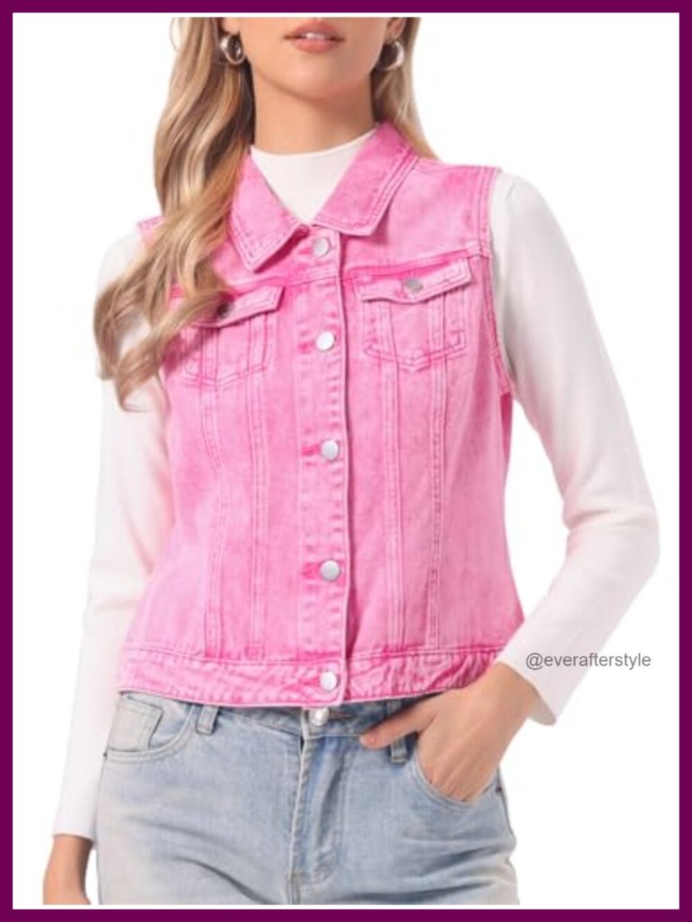 Washed Denim Vest Sleeveless Button Down Jean Jacket